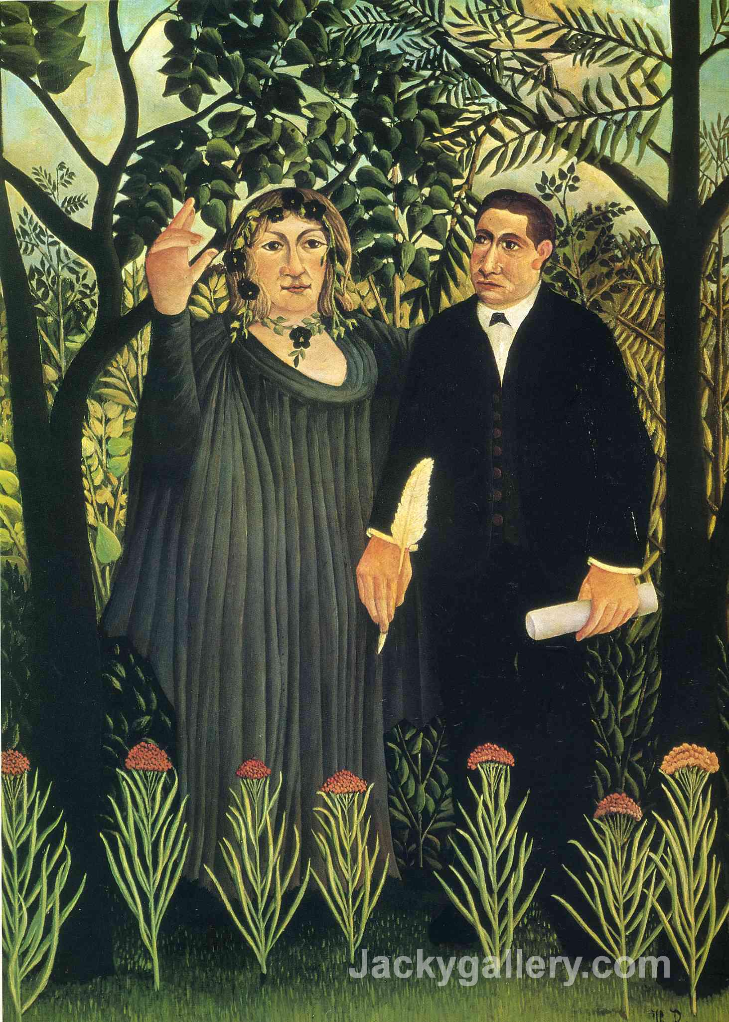 The muse inspiring the poet by Henri Rousseau paintings reproduction